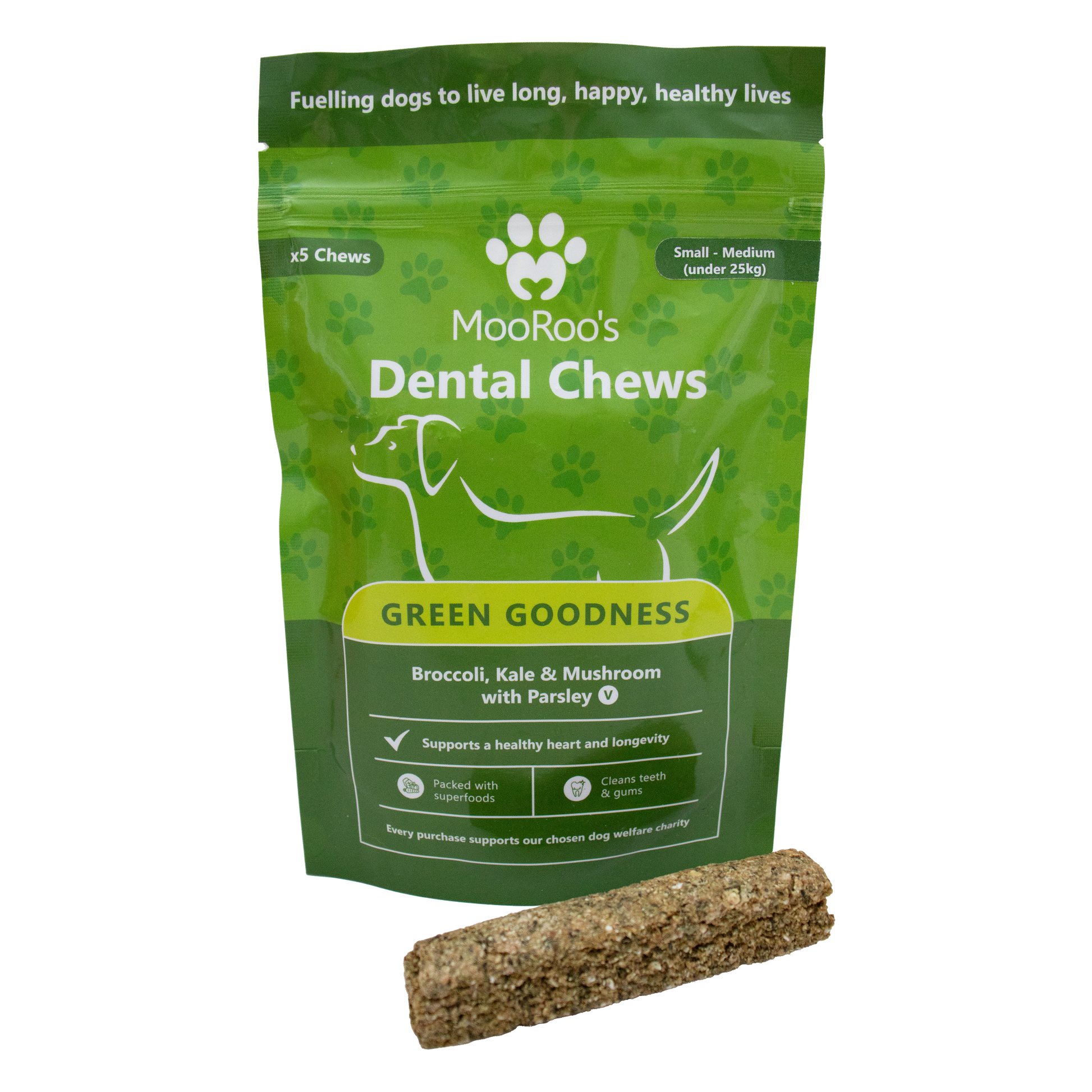 MooRoo's - Green Goodness Dental Chews Sticks (Small-Medium Dogs)