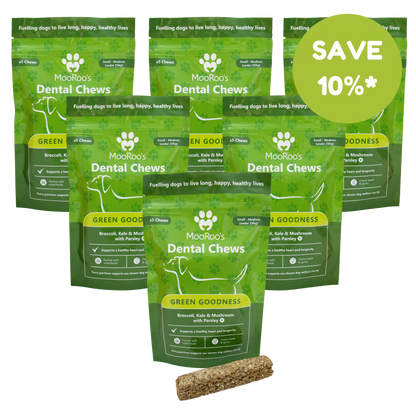 MooRoo's - Green Goodness Dental Chews Sticks (Small-Medium, Large-Extra Large Dogs)